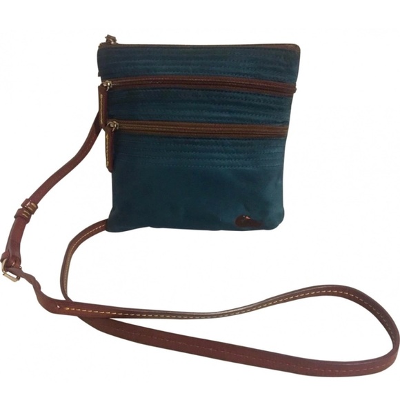 Dooney bourke navy  blue Crossbody Bag with Brown Accents - Picture 1 of 9
